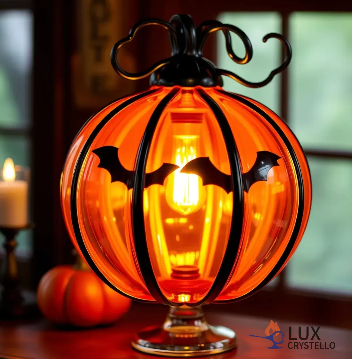 Halloween glass pumpkin lampshade