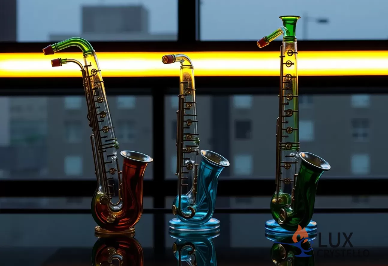 Saxophone-style glass bongs Saxophone-style glass bongs